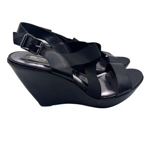 Simply Vera Vera Wang 9 Black Wedge Sandals Women's Crisscross Elastic Strappy